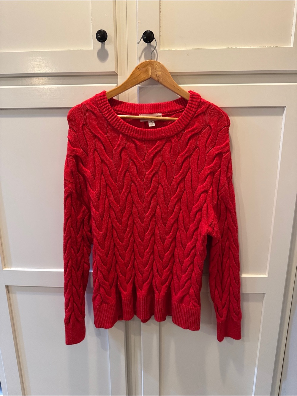Philosophy Red Cable Crewneck Sweater